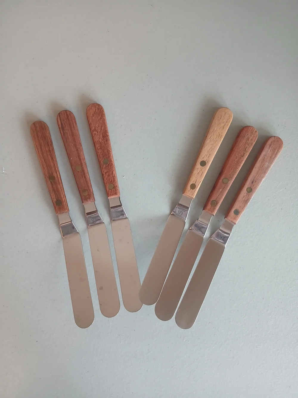 6 Wood Handle Offset Stainless Steel Icing Spatulas Spreaders